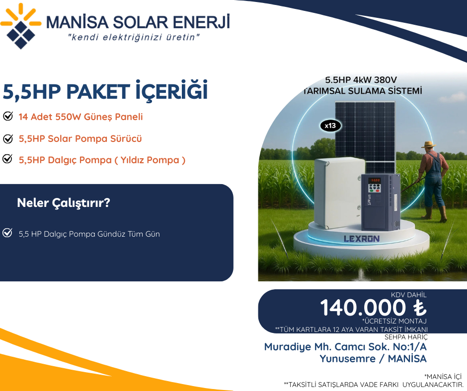 5,5HP Pompa Dahil Tarımsal Sulama Paketi