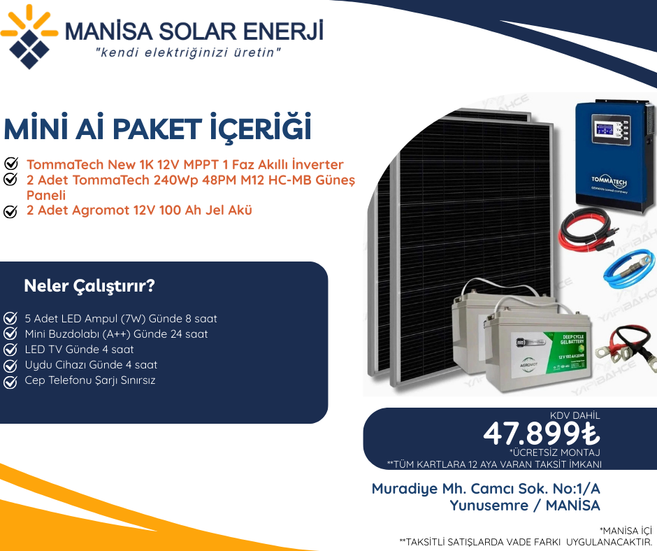 Mini 1 kW akıllı güneş enerjisi paketi