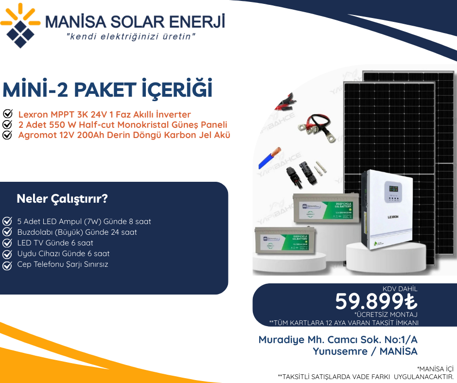 Mini-2 3 kW güneş enerjisi paketi