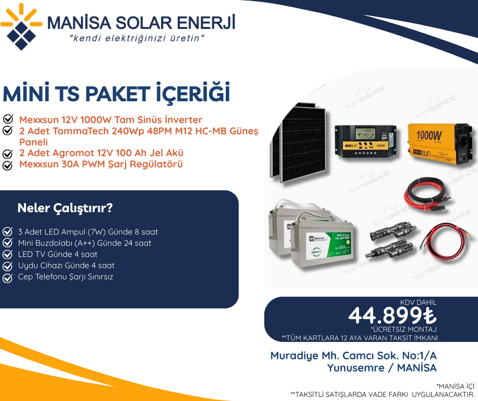 Mini TS 1000W güneş enerjisi paketi